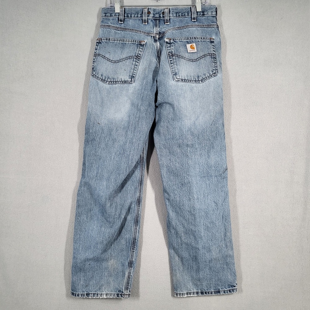 Carhartt Jeans Men's 32x29 Light Wash Denim Relaxed Fit Distressed Workwear Pant - Picture 15 of 16